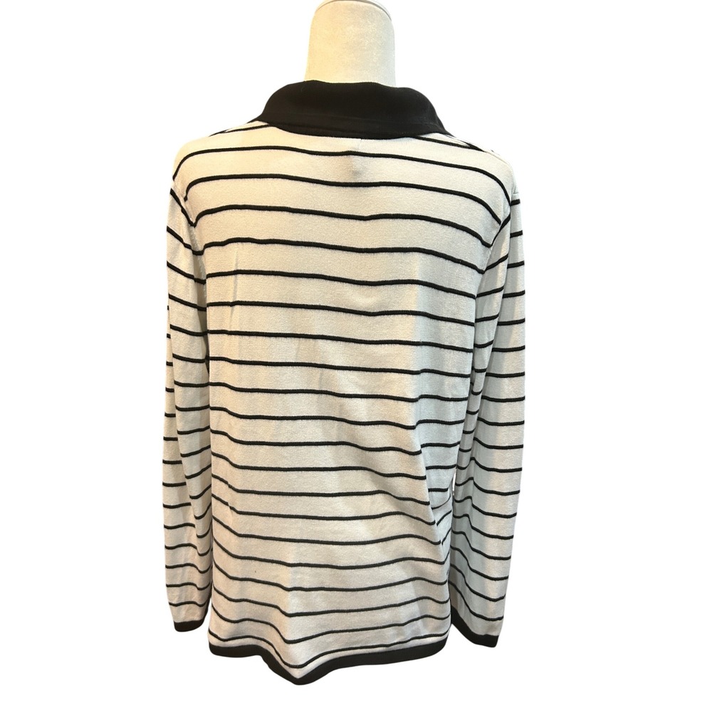 Mercer Street‎ Striped Knit Cardigan Sweater Black White Long Sleeve XL